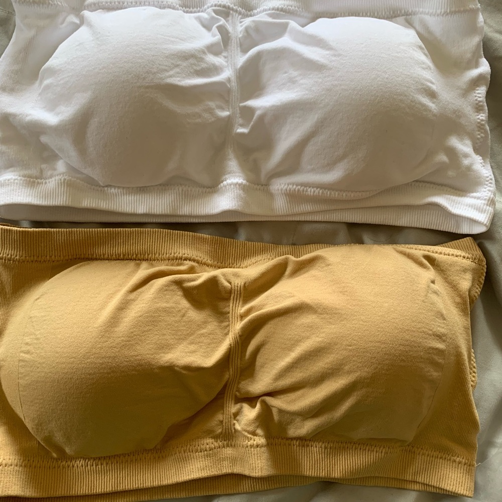 White and Tan Bandeau Intimates Set